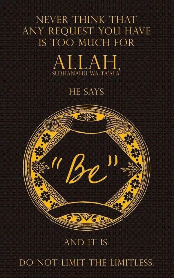 Allah says be and it is.