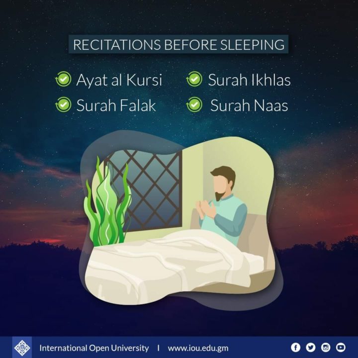 Recitations before sleeping